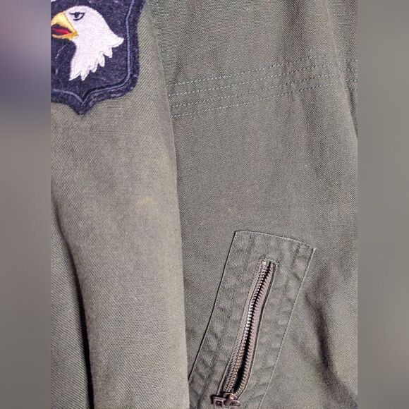 Boys Forest Green Airborne Pilots Jacket with Patches and Wool Style Collar sz 5 - Picture 7 of 7